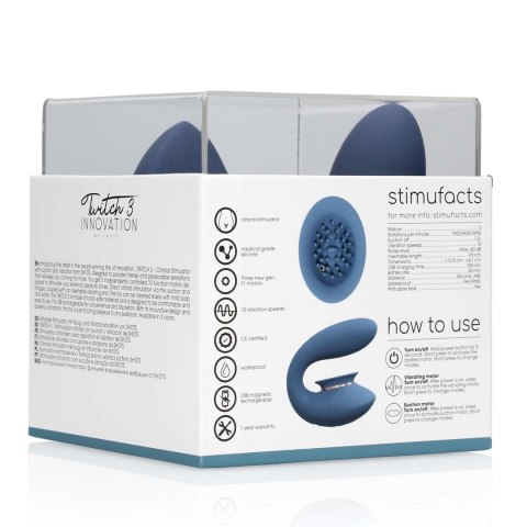 Twitch 3 - Rechargeable Vibrator & Suction - Silicone - 10 Speed - Blue/Grey Innovation Twitch 3 - Rechargeable Vibrator & Suction - Silicone - 10 Speed - Blue/Grey Innovation