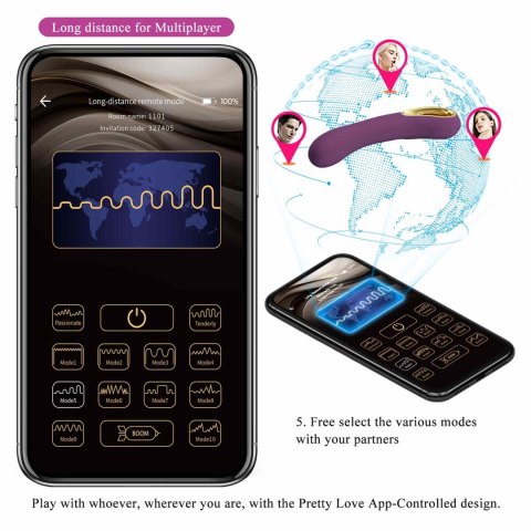 PRETTY LOVE - Ethan purple, 12 vibration functions Mobile APP Long-distance Control Pretty Love PRETTY LOVE - Ethan purple, 12 vibration functions Mobile APP Long-distance Control Pretty Love