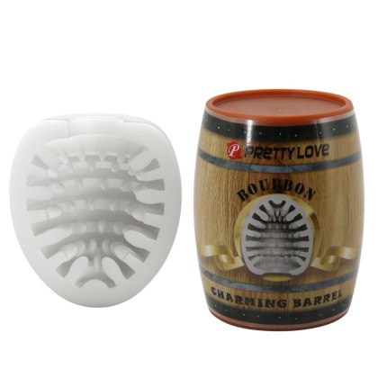 Pretty Love Bourbon - masturbator w beczułce z żebrowaniem, biały