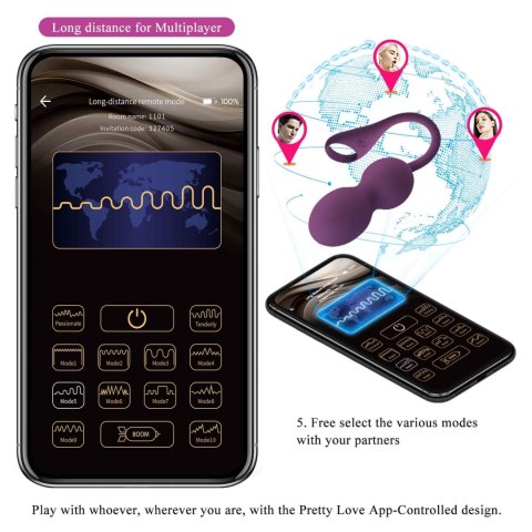 PRETTY LOVE - Elvira dark Purple, 12 vibration functions Mobile APP Long-distance Control Pretty Love PRETTY LOVE - Elvira dark Purple, 12 vibration functions Mobile APP Long-distance Control Pretty Love