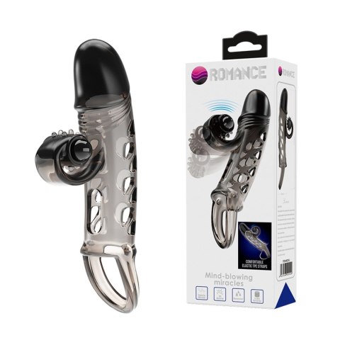 ROMANCE - Penis sleeve, TPE material,vibration, battery LR41*3, Black Romance ROMANCE - Penis sleeve, TPE material,vibration, battery LR41*3, Black Romance