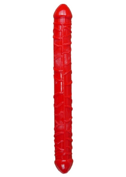 B-Series EasyLove - giętkie podwójne dildo, czerwone, 33,5 cm