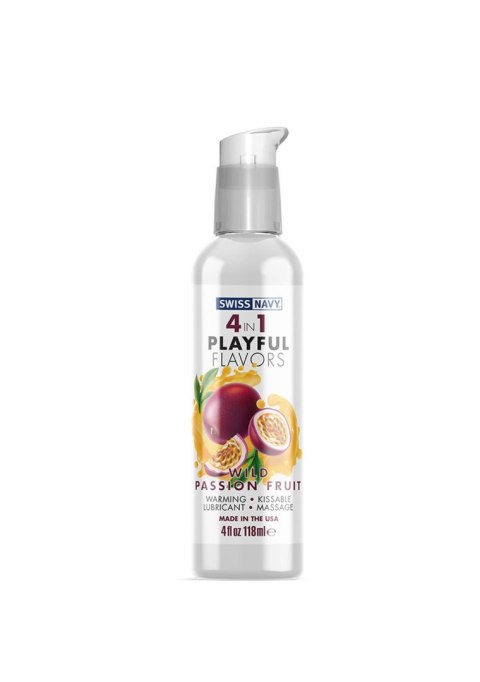 4 In 1 Lubricant with Wild Passion Fruit Flavor - 4 fl oz / 118 ml Swiss Navy 4 In 1 Lubricant with Wild Passion Fruit Flavor - 4 fl oz / 118 ml Swiss Navy