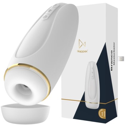 Nappex Branco - masturbator z ssaniem i wibracjami, biały