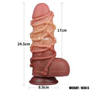 9.5'' Dual layered Platinum Silicone Cock with Rope Lovetoy