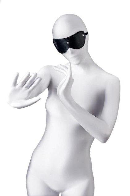 Anonymo - czarna opaska na oczy z ekoskóry PU, 24 cm