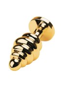 Golden anal plug with black gem Metal by TOYFA Golden anal plug with black gem Metal by TOYFA