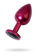 Red anal plug TOYFA Metal with black gem Metal by TOYFA Red anal plug TOYFA Metal with black gem Metal by TOYFA