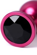 Red anal plug TOYFA Metal with black gem Metal by TOYFA Red anal plug TOYFA Metal with black gem Metal by TOYFA