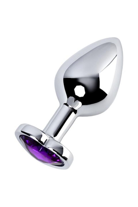 Silver anal plug with purple gem heart-shaped Metal by TOYFA Silver anal plug with purple gem heart-shaped Metal by TOYFA