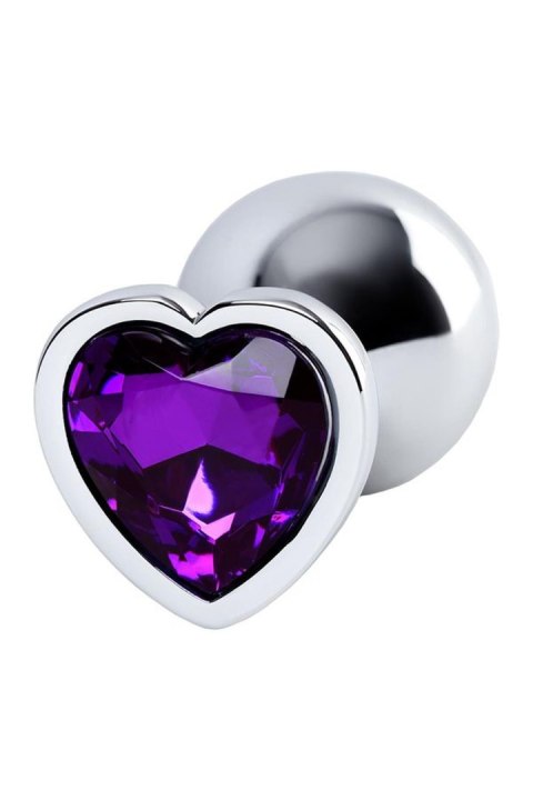 Silver anal plug with purple gem heart-shaped Metal by TOYFA Silver anal plug with purple gem heart-shaped Metal by TOYFA