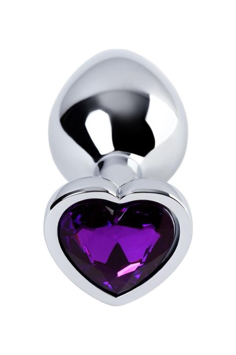Silver anal plug with purple gem heart-shaped Metal by TOYFA Silver anal plug with purple gem heart-shaped Metal by TOYFA