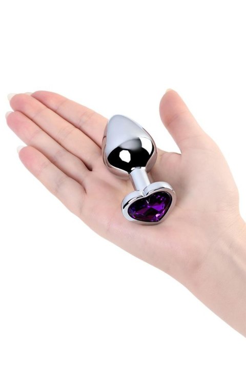Silver anal plug with purple gem heart-shaped Metal by TOYFA Silver anal plug with purple gem heart-shaped Metal by TOYFA