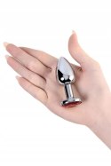 Silver anal plug with red gem Metal by TOYFA Silver anal plug with red gem Metal by TOYFA