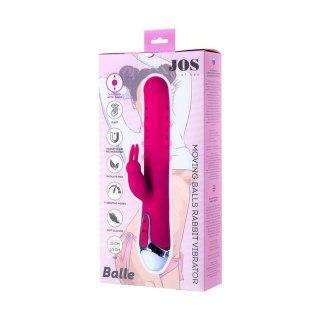 JOS BALLE, Vibrator with clitoral stimulator with moving balls, silicone, pink, 23 cm JOS