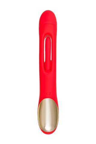 JOS Vibrator with clitoral stimulator Patti with moving tongue, silicone, red, 24 cm JOS