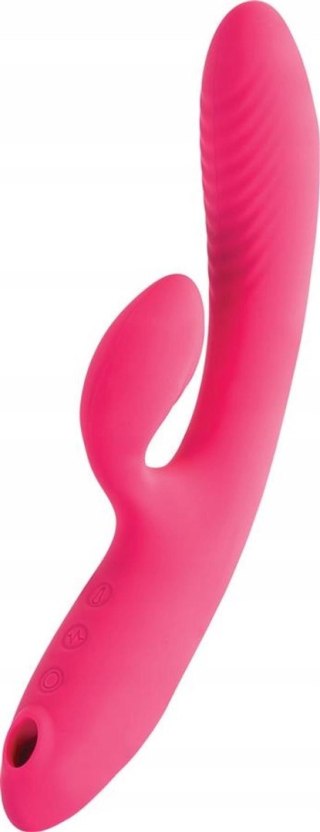 JOS Vibrator with vacuum wave stimulation Enila, silicone, pink, 23 cm JOS
