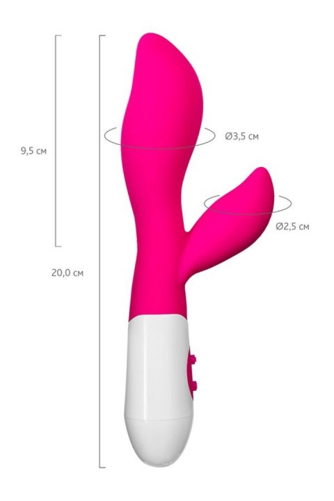 A-TOYS, Vibrator Lilu with Clitoral Stimulator, Silicone, Pink, 20 cm, 10 speeds, 2xAAA A-Toys