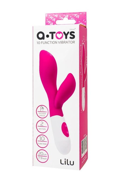A-TOYS, Vibrator Lilu with Clitoral Stimulator, Silicone, Pink, 20 cm, 10 speeds, 2xAAA A-Toys