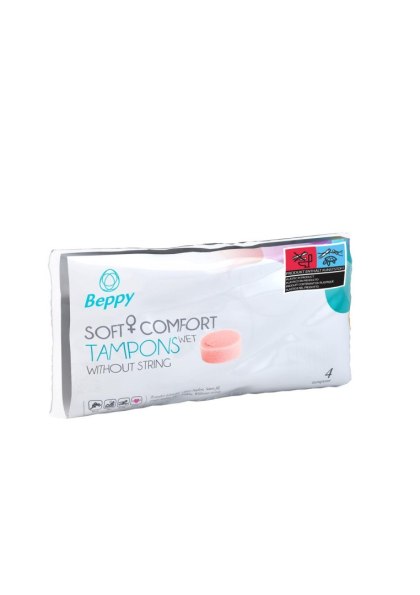 Beppy Soft + Comfort Wet - nawilżone tampony bez sznurka, 4 szt.