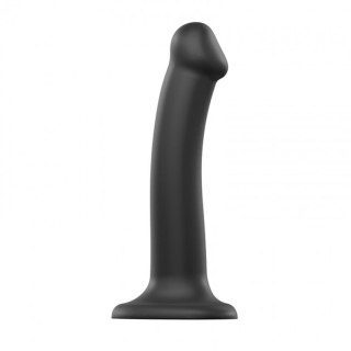 SEMI-REALISTIC DUAL DENSITY BENDABLE DILDO BLACK - M Strap-on-me