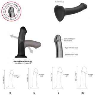 SEMI-REALISTIC DUAL DENSITY BENDABLE DILDO BLACK - M Strap-on-me