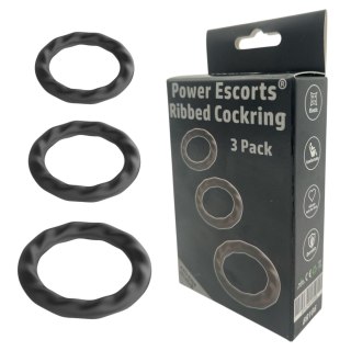 Power Escorts - BR186 - Ribbed Cockring - 3 Pack Cockring Set POWER ESCORTS