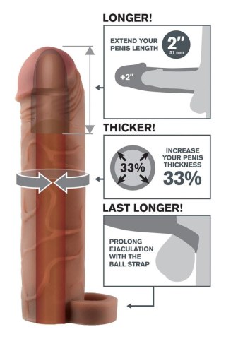 FANTASY X-TENSIONS PERFECT 2 INCH EXTENSION WITH BALL STRAP BROWN TONGA