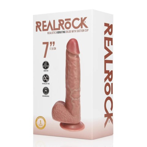 Vibrating Regular Straight Cock with Balls - 7" / 18 cm - Tan SHOTS Vibrating Regular Straight Cock with Balls - 7" / 18 cm - Tan SHOTS