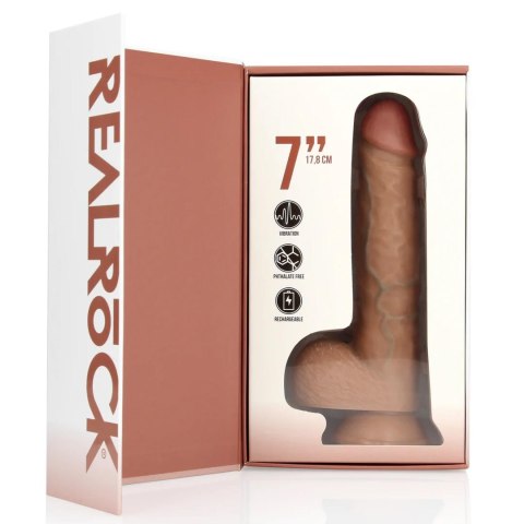 Vibrating Regular Straight Cock with Balls - 7" / 18 cm - Tan SHOTS Vibrating Regular Straight Cock with Balls - 7" / 18 cm - Tan SHOTS
