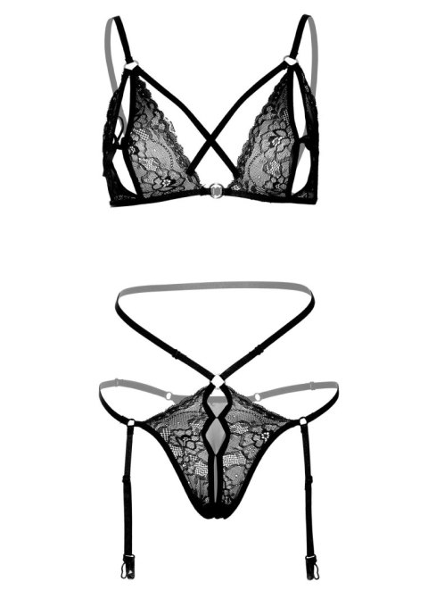 2PC Peek-a-Boo Bra and Panty Black SCALA 2PC Peek-a-Boo Bra and Panty Black SCALA