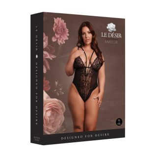 Wireless Lace Bodysuit with Adjustable Sliders - Plus Size - Black SHOTS