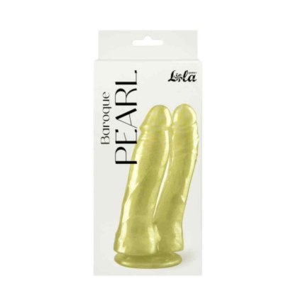 Lola Games Baroque Pearl - podwójne perłowe dildo, złote