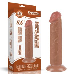 8'' Sliding Skin Dual Layer Dong Brown LoveToy - Boys of Toys Sp. z o.o. (dystrybutor)