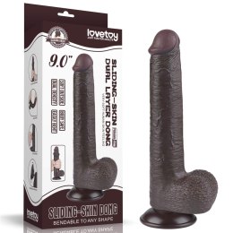 9'' Sliding Skin Dual Layer Dong Black LoveToy - Boys of Toys Sp. z o.o. (dystrybutor)