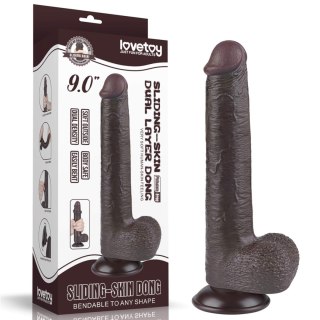 9'' Sliding Skin Dual Layer Dong Black LoveToy - Boys of Toys Sp. z o.o. (dystrybutor)