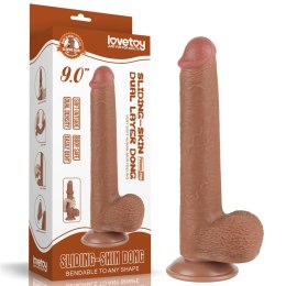 9'' Sliding Skin Dual Layer Dong Brown LoveToy - Boys of Toys Sp. z o.o. (dystrybutor)