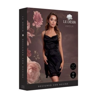 Open Back Silk Dress with Criss Cross Details and Slit - One Size - Black SHOTS