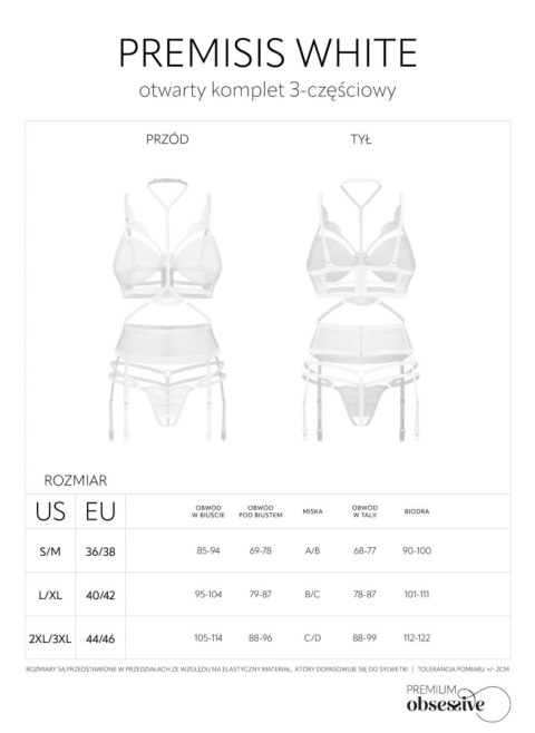 Premisis White otwarty komplet 3-częściowy L/XL Obsessive - Amocarat Sp. z o.o.