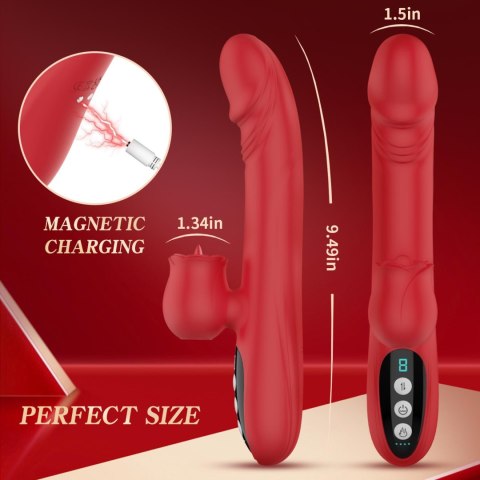 Silicone Vibrator 7 Powerful Modes - 
Licking, 7 Thrusting
Heating, Red Boys of Toys Sp. z o.o.