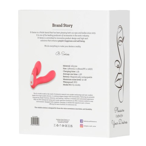 Silicone vibrator 3 speeds, 6 frequencies,
Finger function,
Heating + APP control Boys of Toys Sp. z o.o. Silicone vibrator 3 speeds, 6 frequencies,
Finger function,
Heating + APP control Boys of Toys Sp. z o.o.