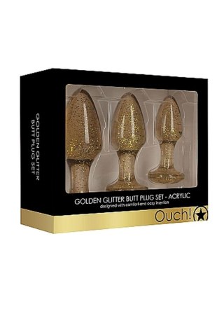 Acrylic Goldchip Butt Plug Set - Gold SHOTS