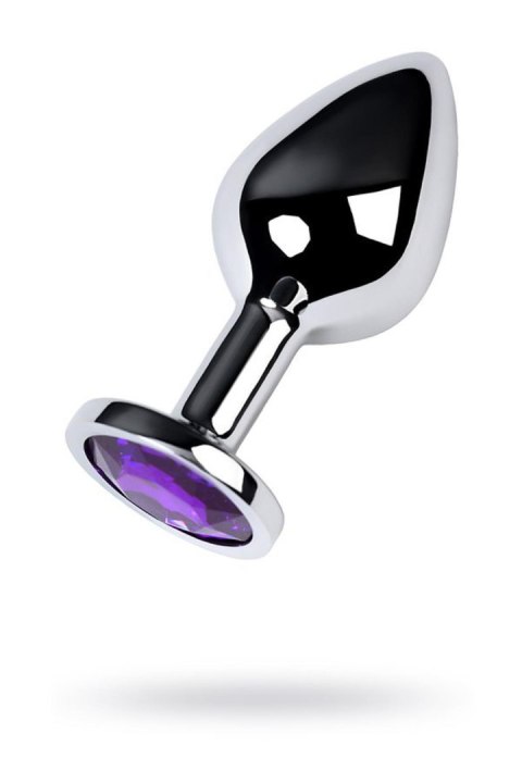Silver anal plug TOYFA Metal,with a amethyst colored gem TOYFA