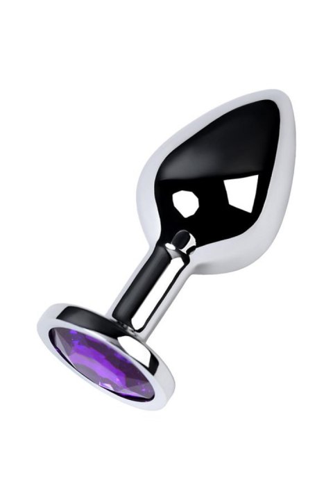 Silver anal plug TOYFA Metal,with a amethyst colored gem TOYFA