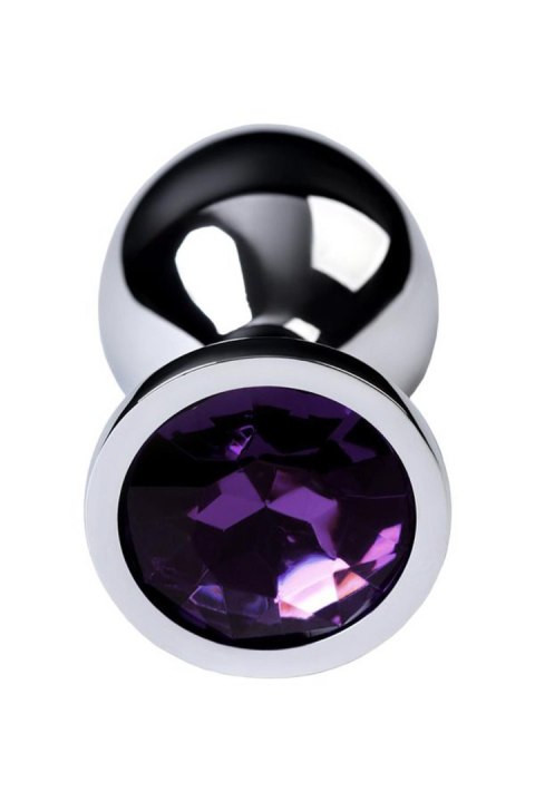 Silver anal plug TOYFA Metal,with a amethyst colored gem TOYFA