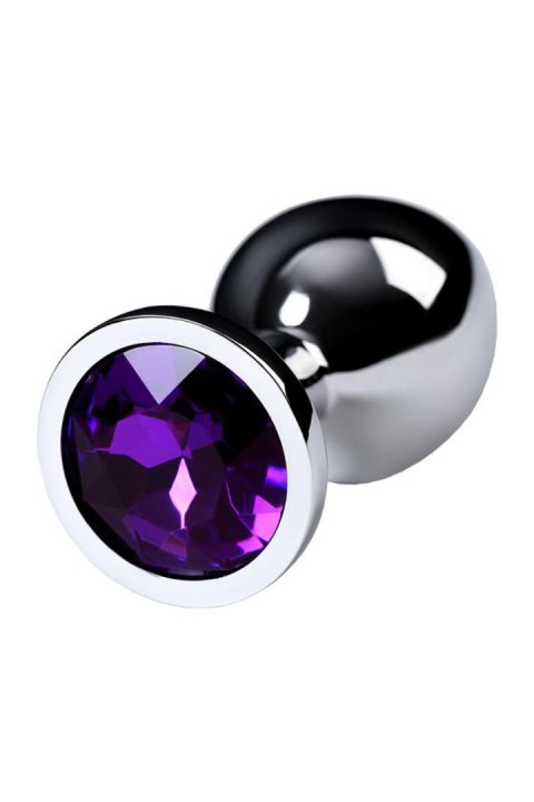 Silver anal plug TOYFA Metal,with a amethyst colored gem TOYFA