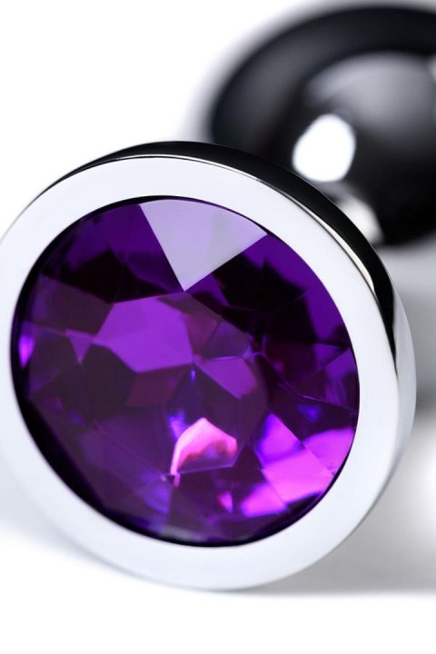 Silver anal plug TOYFA Metal,with a amethyst colored gem TOYFA