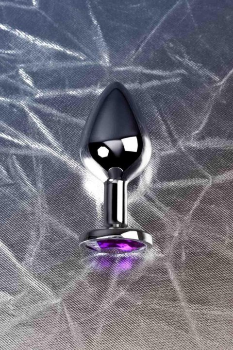 Silver anal plug TOYFA Metal,with a amethyst colored gem TOYFA