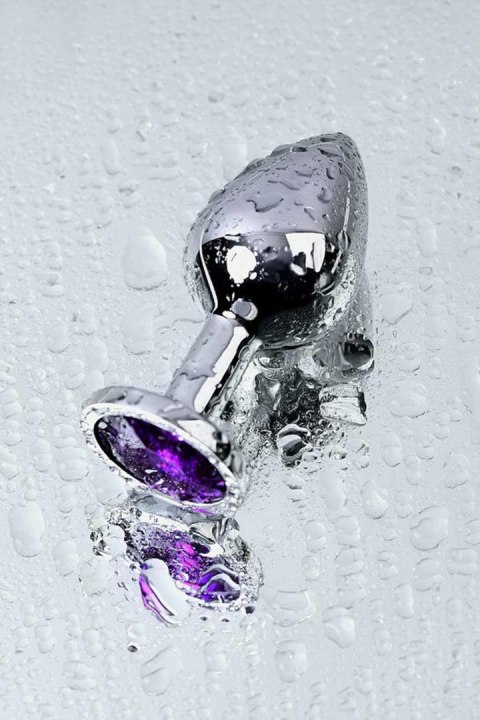 Silver anal plug TOYFA Metal,with a amethyst colored gem TOYFA