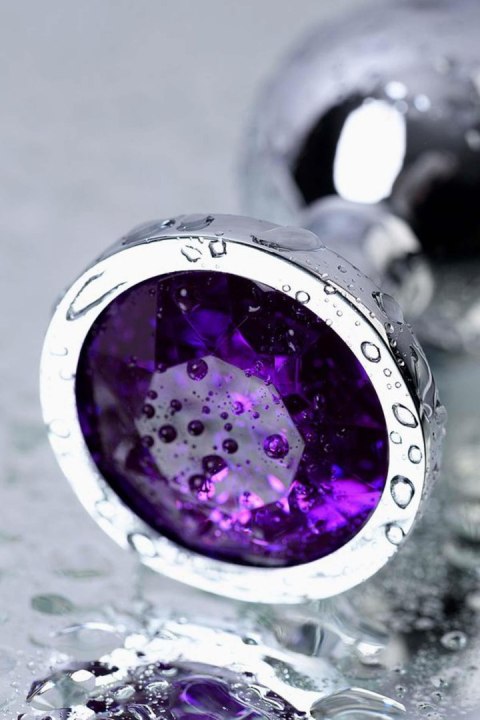 Silver anal plug TOYFA Metal,with a amethyst colored gem TOYFA